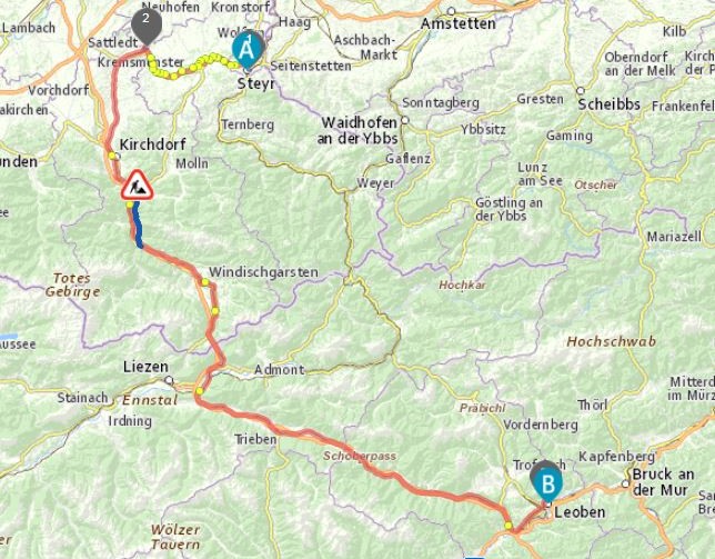 Die Stärke des bmvit-Routenplaners ist vollständige Information zum gesamten Verkehrsgeschehen in Österreich.