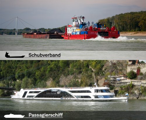 Schubverband vs. Passagierschiff © viadonau