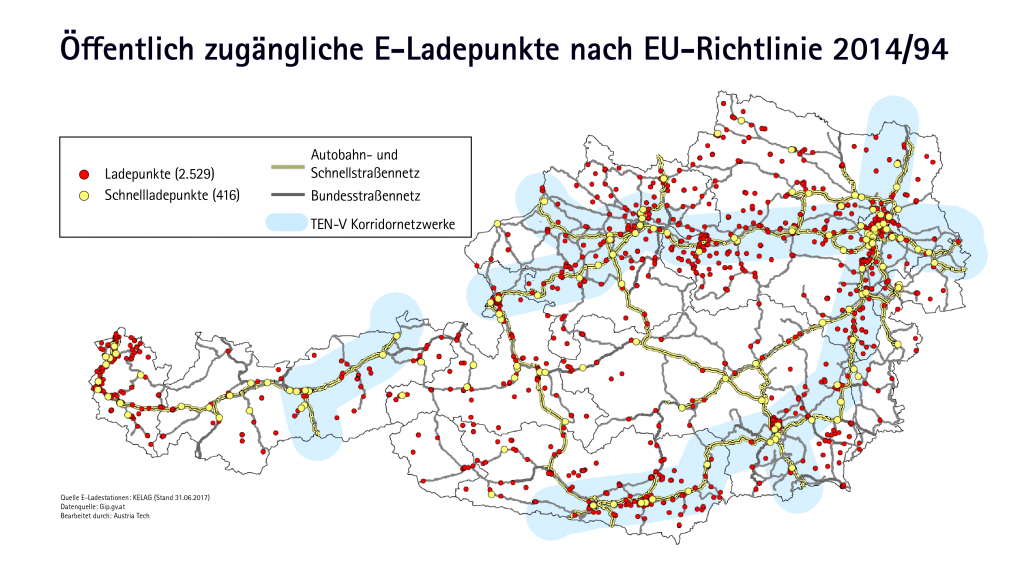 Öffentlich zugängliche E-Ladepunkte © AustriaTech