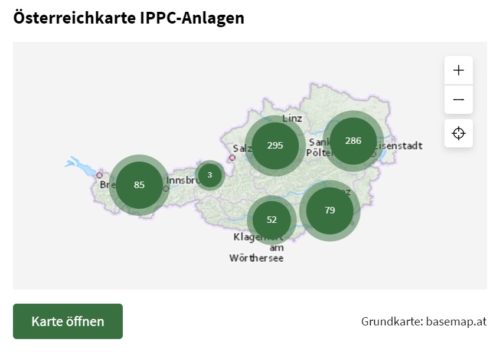 Österreichkarte IPPC-Anlagen